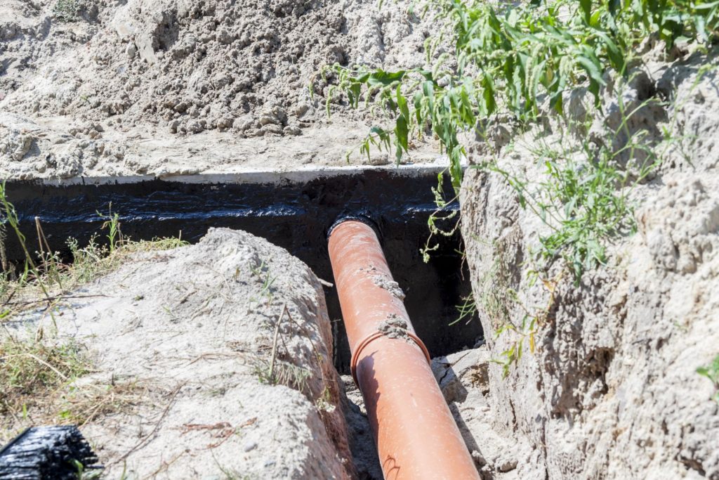 a pipe line connecting to the septic