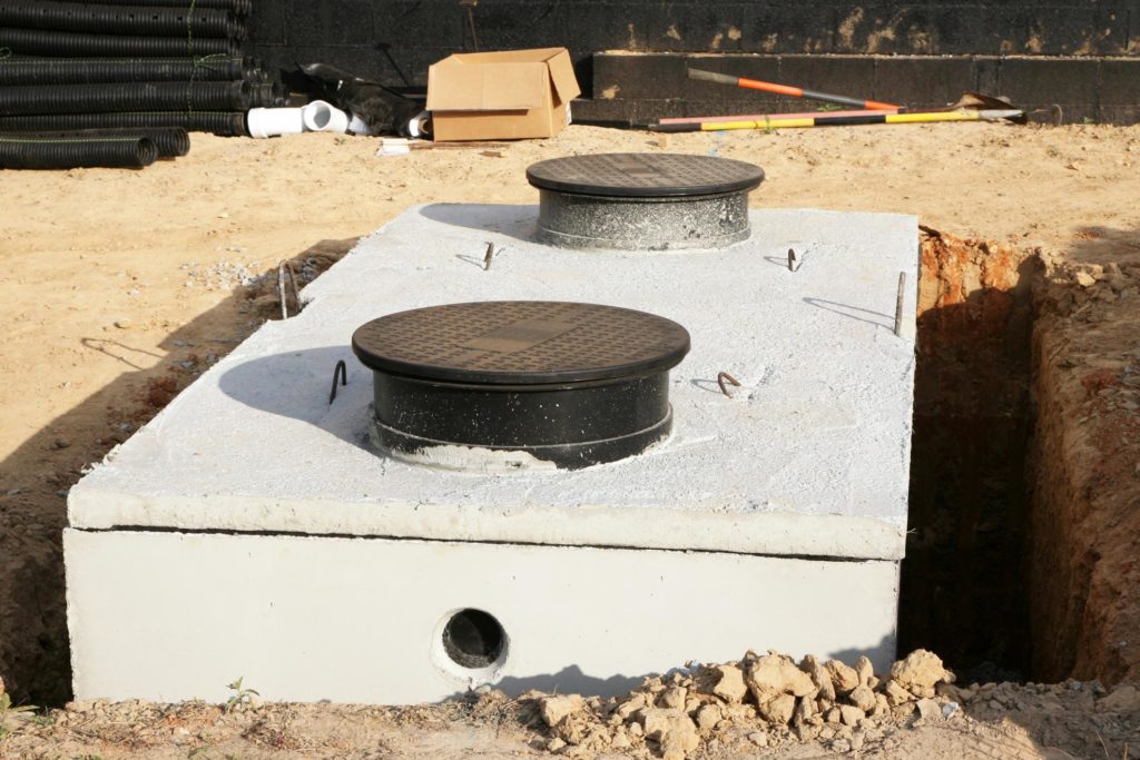 under installation concrete septic